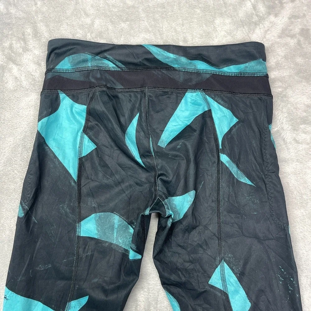 Lululemon Leggings Womens 27x26 Black Teal Abstract High Waist Inspire Tight‎